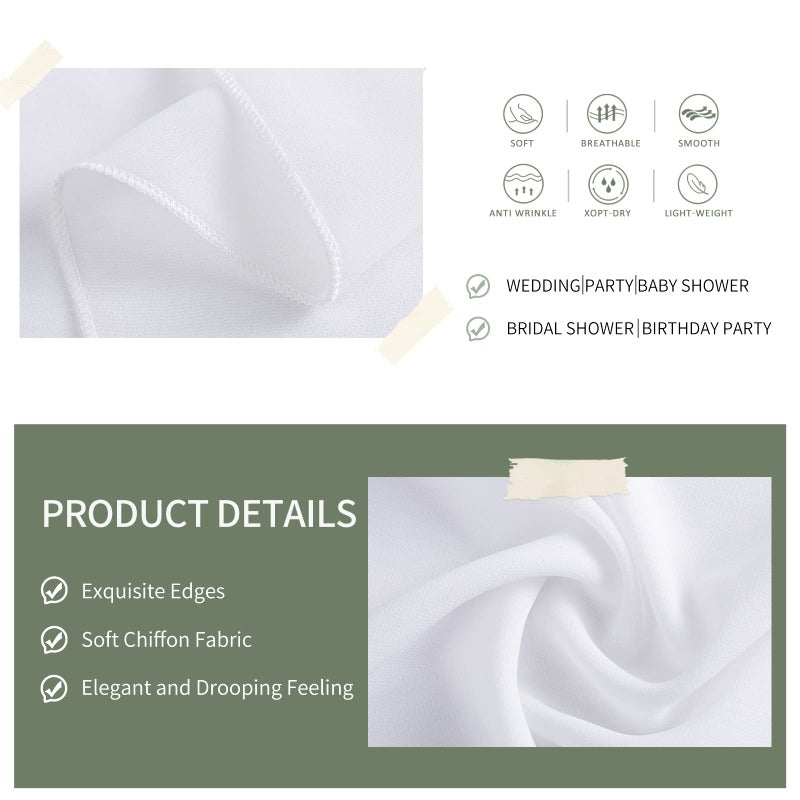 SoarDream White Chiffon Table Runner 2 Packs 27x120 Inches Romantic Rustic Wedding Table Runner 10ft Long Table Runners for Bridal Shower Decorations - Image 3